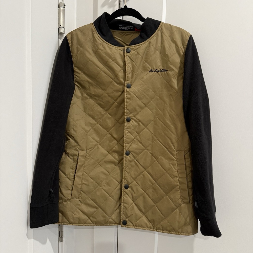 686 Aries Smarty Quilted Fleece Jacket Tan Black Ski Snowboard Women Large